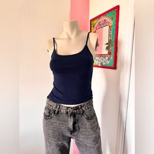 Navy Blue Spaghetti Strap Tank Top